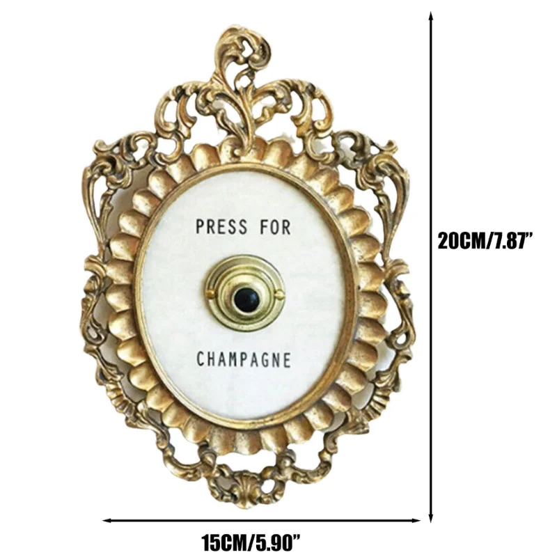 Creative Press for Champagne Bell Sign Decor Doorbell Ring Mini Press Doorbell Home Wall Decor Vintage Desktop Decorations