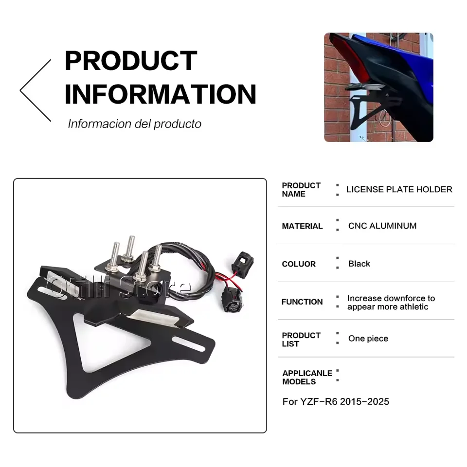 For Yamaha YZF R6 YZF-R6 YZFR6 2015-2025 Motorcycle Accessories Rear License Plate Mount Holder Turn Signal Kit