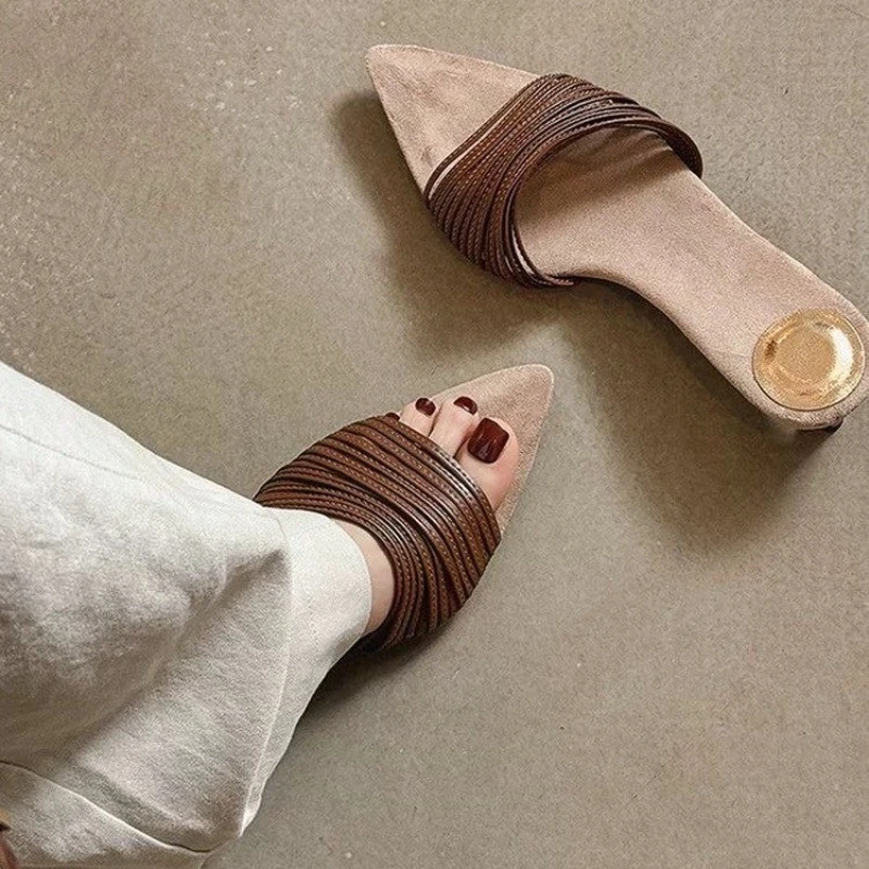 

New Women Sandals Fashion Pointed Tip High Heeled Sandals for Woman Exquisite French Casual Shoes Designer Shoes Sandalias Mujer