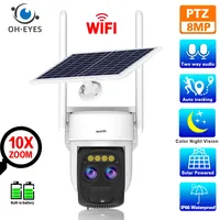 8MP 4K Dual Lens Solar Wifi PTZ Camera Outdoor with Auto Tracking 10X Zoom Full Color Night Vision Wireless Security CCTV Camera