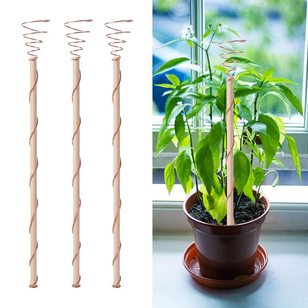Copper Electroculture Plant Stakes Wire Coil Wood Rod Electroculture Vegetables Stake Gardening Copper Coil Antennas Flower