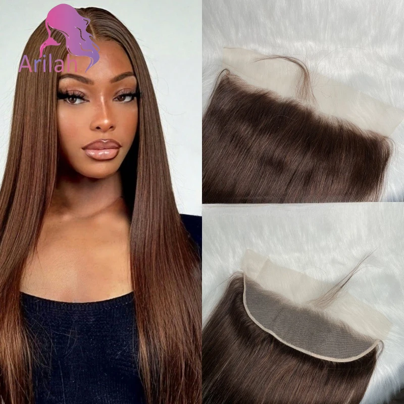 

Темно-коричневый # 2 прямых человеческих волос 13x4, кружевные фронтальные волосы, полноценные бразильские волосы девственницы, предварительно выщипанные, плотность 150%, 10-20 дюймов