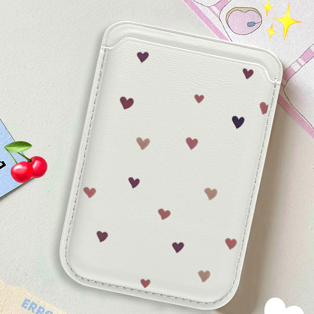 Petit Portefeuille en Cuir en Forme de Cœur pour Magsafe, Compatible avec iPhone 16 17 Pro, Porte-Cartes Magnétique MagSafe