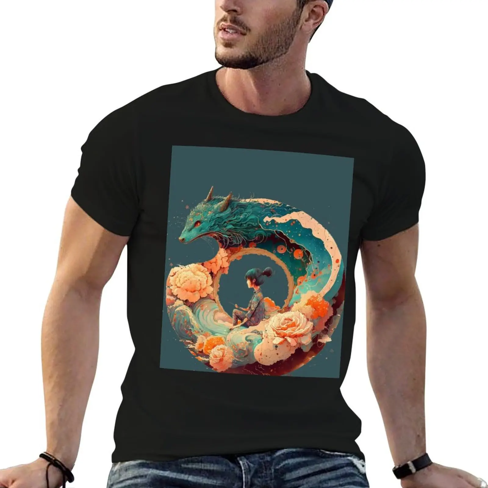 Girl Paint A Fantasy Creature T-Shirt Holiday Vacation Tee Shirt