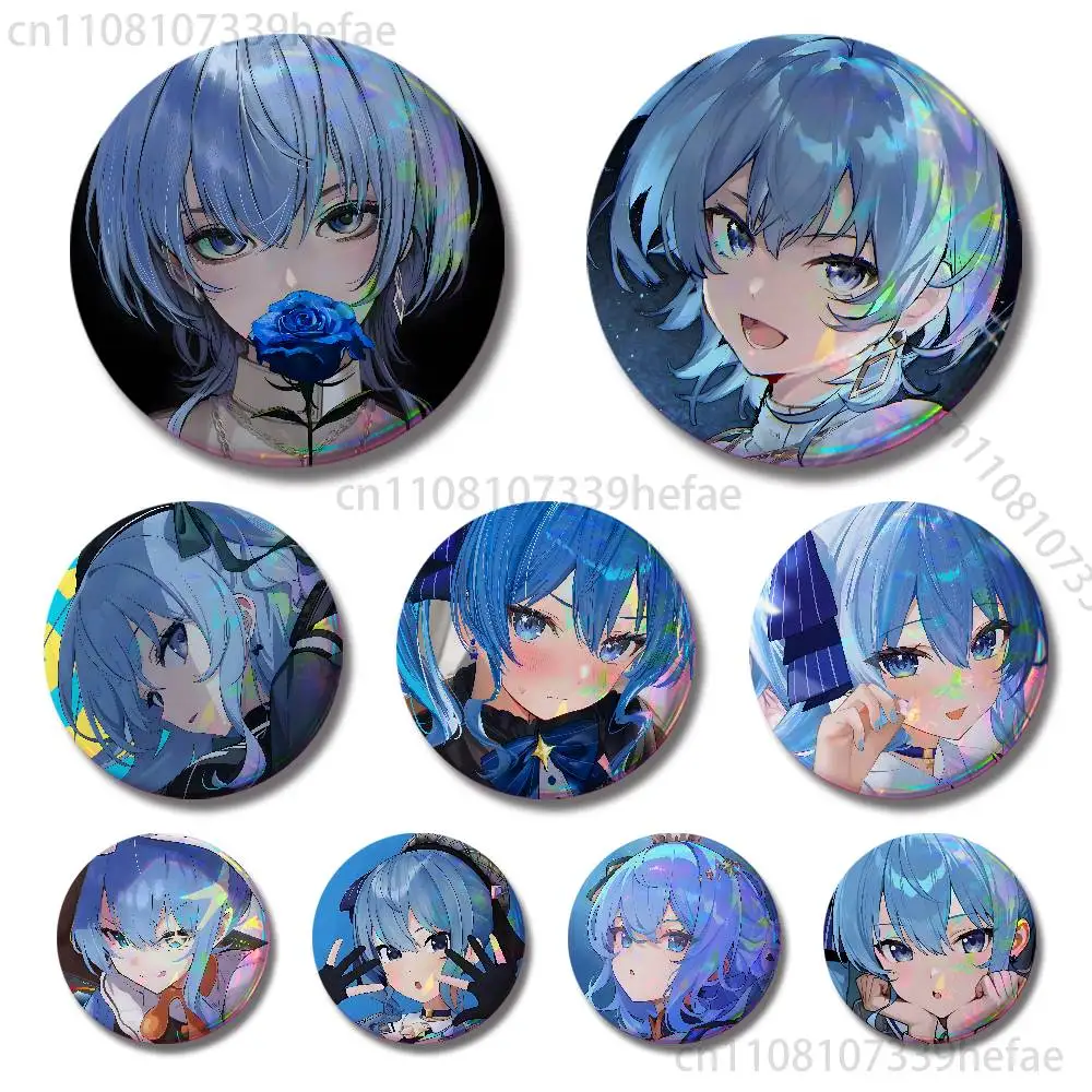 Hoshimachi Suisei Insignia Badge Case For Decoration 44mm 32mm 58mm Round Tinplate Pin Brooch Gift