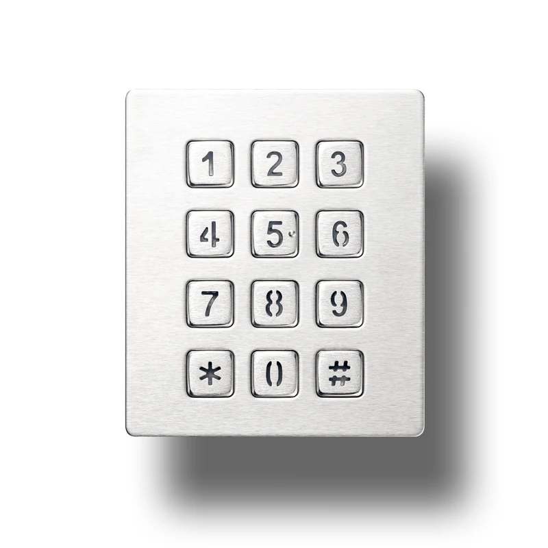 Klawiatura przemysłowa z 12 klawiszami IP65 3x4 Kiosk Metalowa klawiatura USB Stal nierdzewna Metaliczna wodoodporna szczupła klawiatura z zamkiem elektrycznym