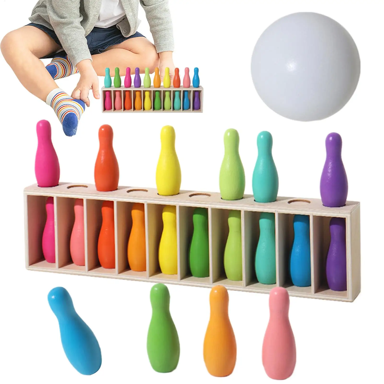 Wooden Color Matching Game - Educational Family Toy for Indoor & Outdoor - Party, Travel & Classroom Activity for Kids & Adults