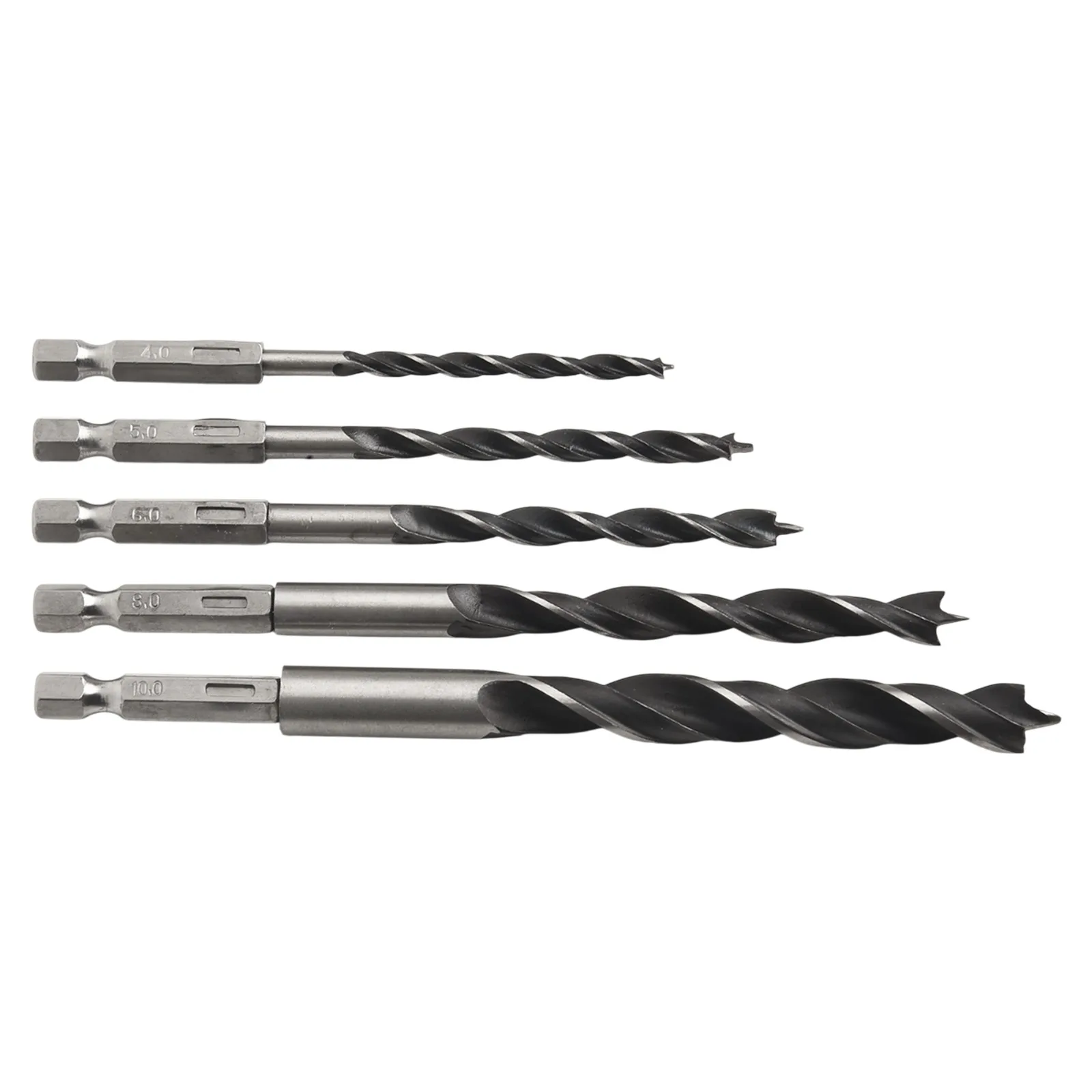 

5pcs 4/5/6/8/10mm Three Point Woodworking Drills High Carbon Steel 1/4 Inch Hex Shank Drill Bits Power Tool Accessories