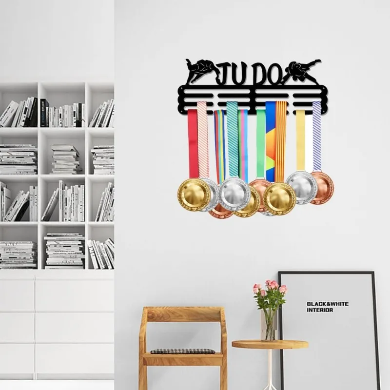 1pc Judo Medal Hanger Holder Display Male Judo Sports Medals Display Rack Hook for 60+ Medals Wall Mount Ribbon Display Holder