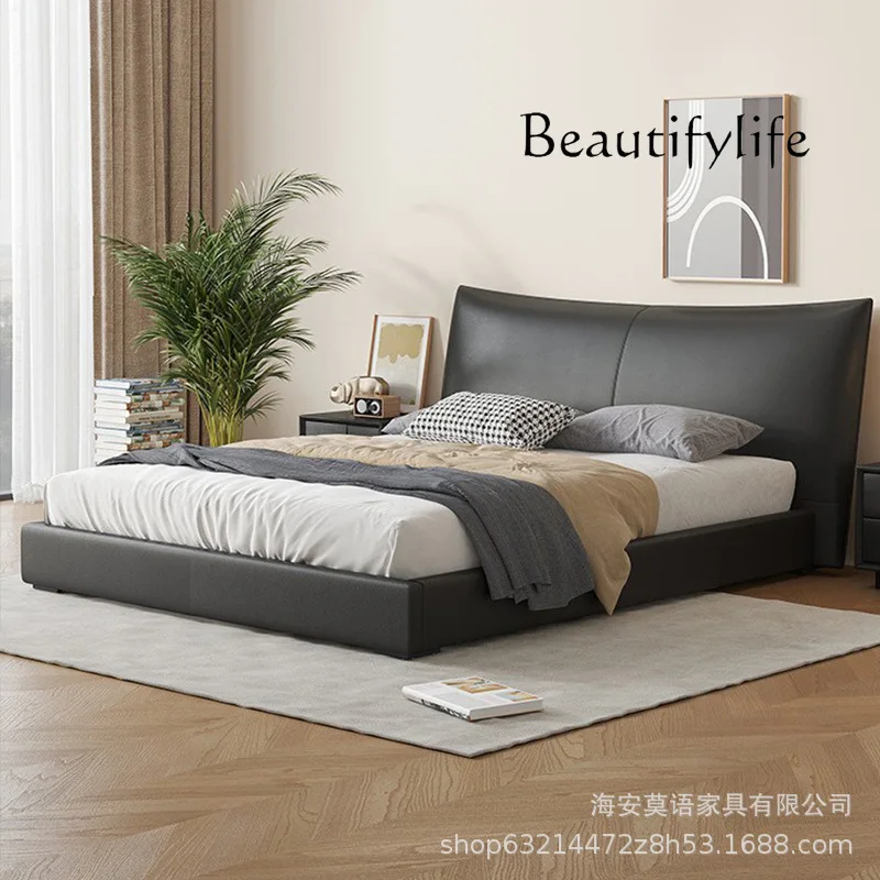 

Italian minimalist bed simple modern light luxury villa master bedroom double bed wedding bed