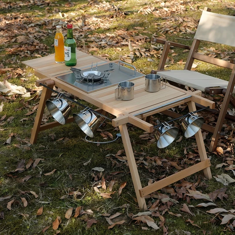 Wood IGT Folding Table Expandable Camping Long Tables Multifunctional Outdoor Tables Picnic Table Forest Coffee Table