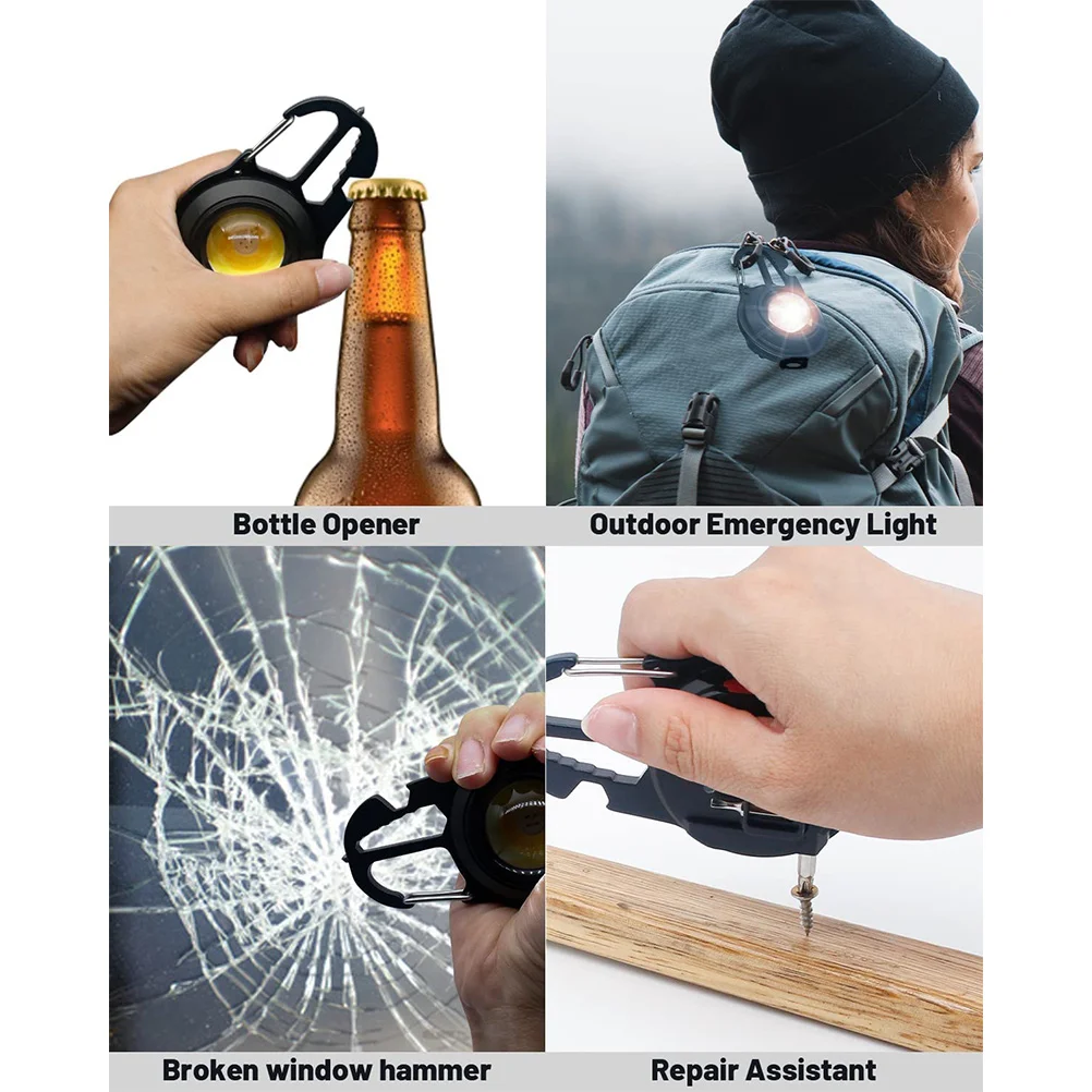 

Portable Flashlight Mini LED Cob Keychain 4 Gears 800 Cob Keychain Light Lumens Screw Tool Magnet Kickstand Plastic