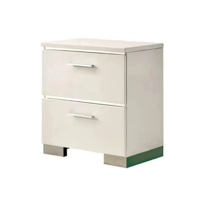 Bedside table, high gloss handle, white bedside table, furniture panel, wood.