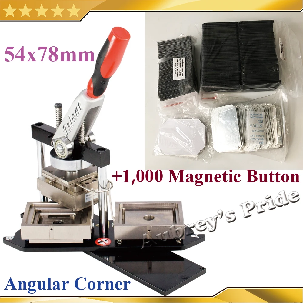 N4 Angular Corner 54x78mm Rectangular Button Maker Badge Making Machine Plus Mold+ 1,000 Sets Fridge Magnet