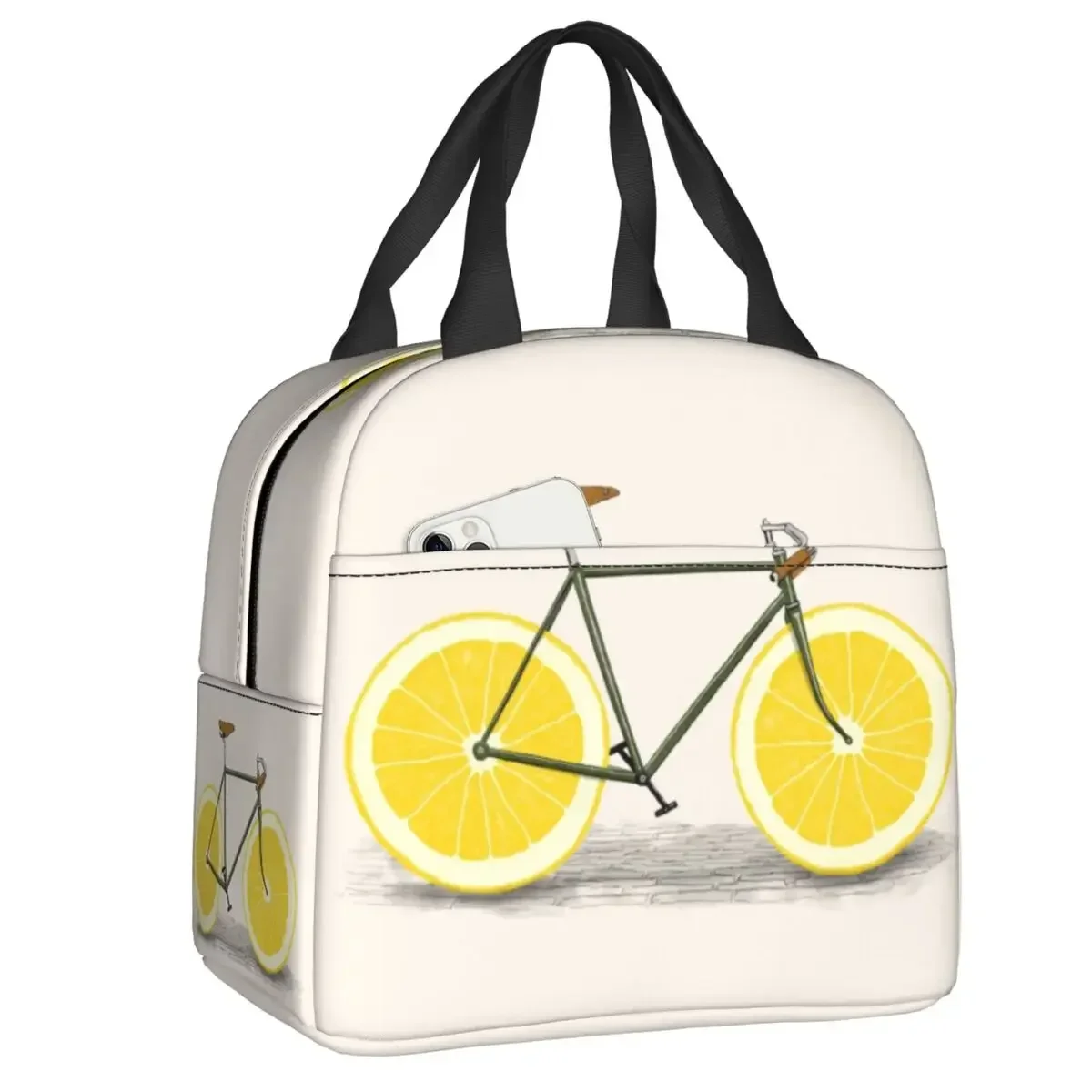 Abstract Florent Bodart Lemon Lover Zest Insulated Lunch Bags for Work School Citrus Fruit Portable Cooler Thermal Bento Box