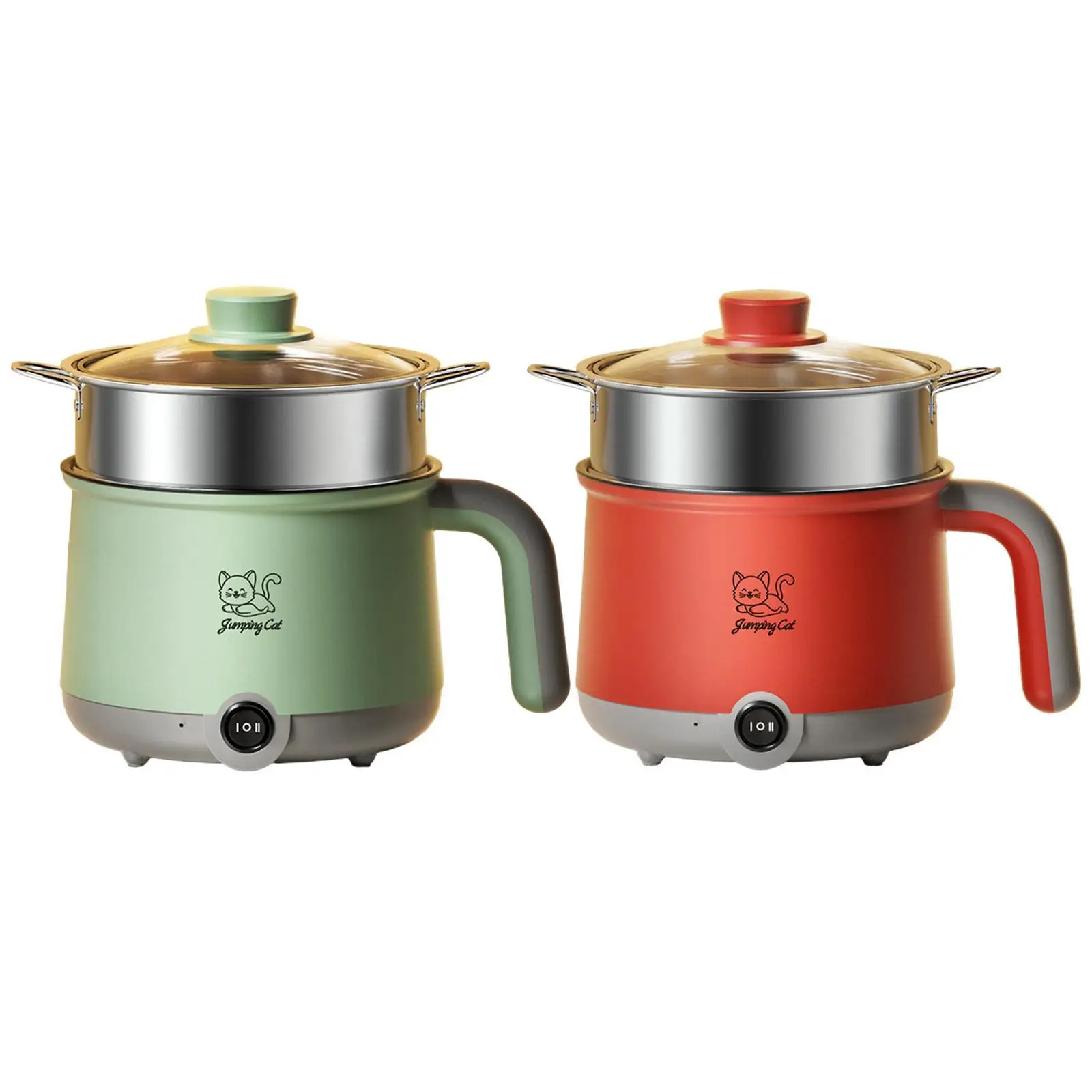 Olla caliente eléctrica con vaporizador, olla de cocina multifunción para Fideos, Mini olla caliente para Ramen, Dumpling, bistec, Pasta, dormitorio