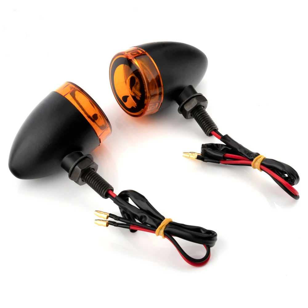 Motorcycle Led Turn Signal Light For Harley Flasher Lamp Blinker Intermitentes Frecce Moto Bullet Arrow Skull Metal Indicator