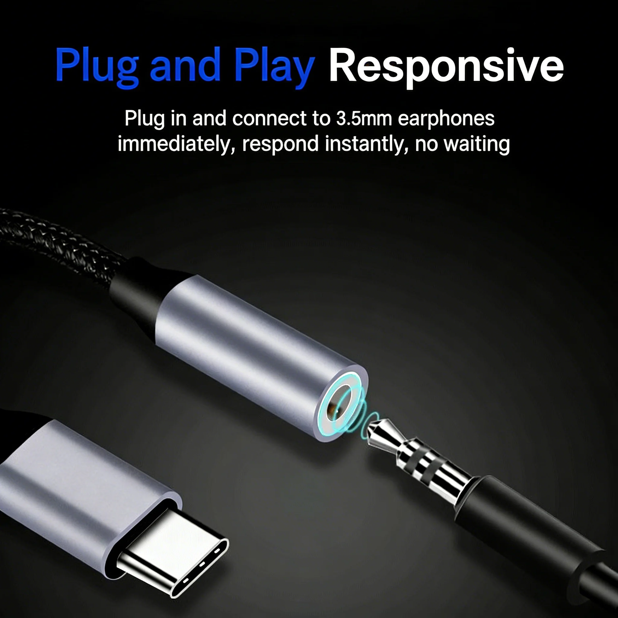 Noise Isolating HiFi USB C to 3.5mm Aux Audio Cable for Samsung Huawei Xiaomi iPad Pro iPhone OnePlus Phone