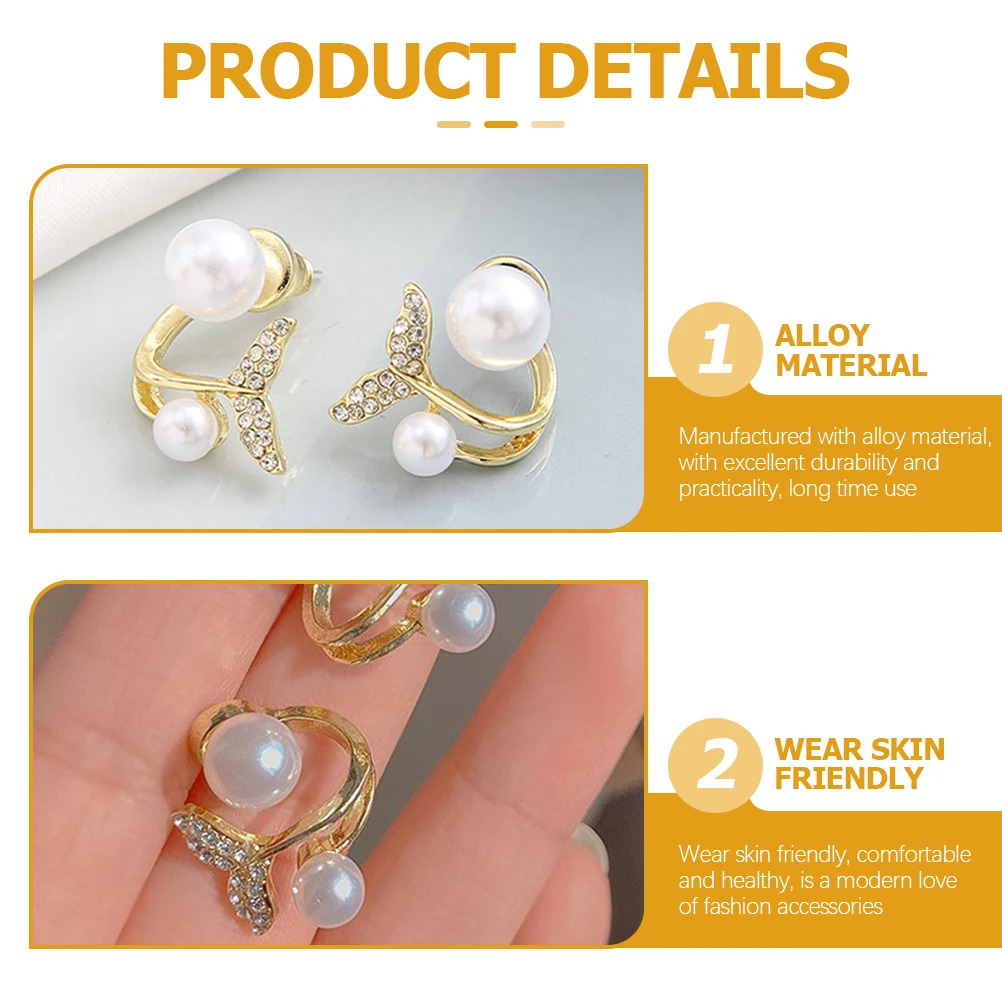 

Pearl Earrings Tail Mermaid Jewelry for Women Studs Personality Imitation Pearls Miss