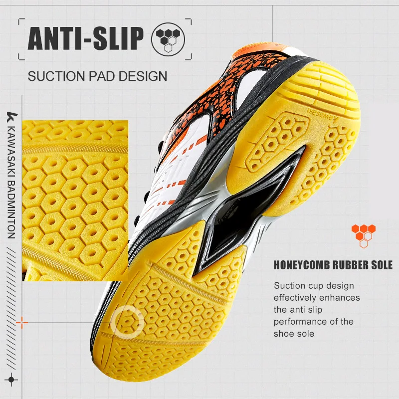 Kawasaki Badminton Shoes Breathable Anti-Slippery Sport Tennis Shoes for Men Women Sneakers K-063