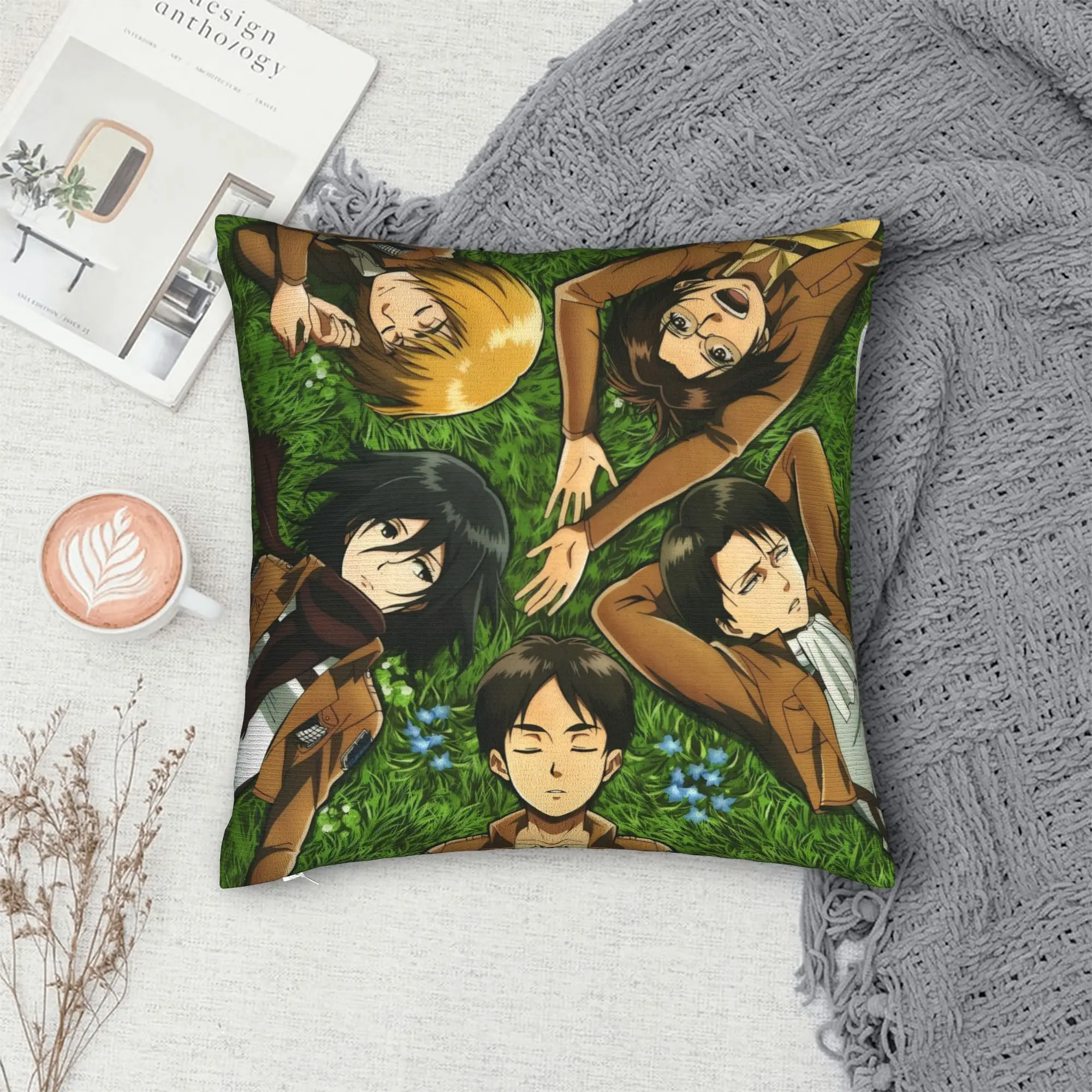 Attacks on Titans Pillow Cover  Soft Cushion Cover Fashion Pillow Case For Sofa Home Decor