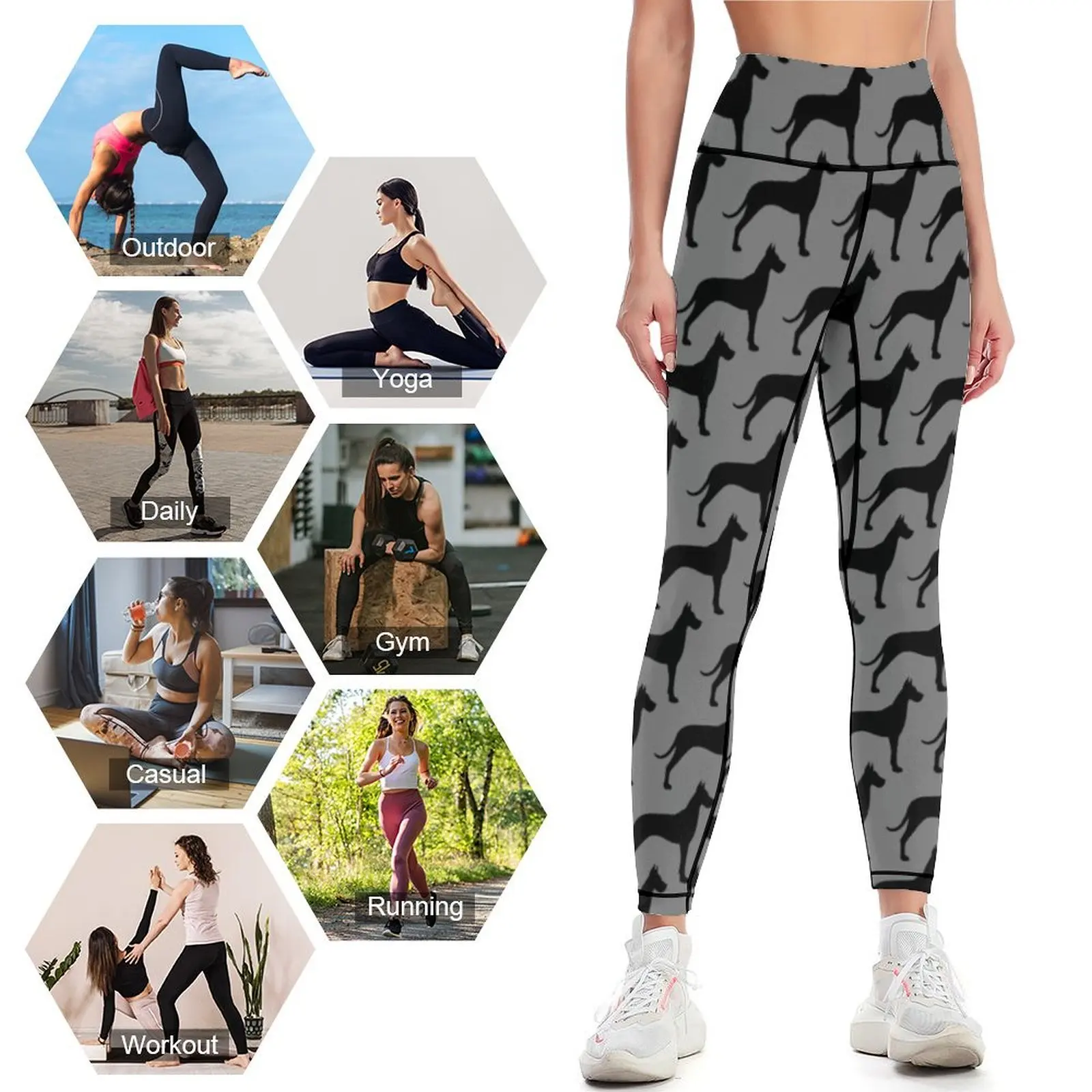 Great Dane Silhouette(s) Leggings jogging pants Pants sport Womens Leggings