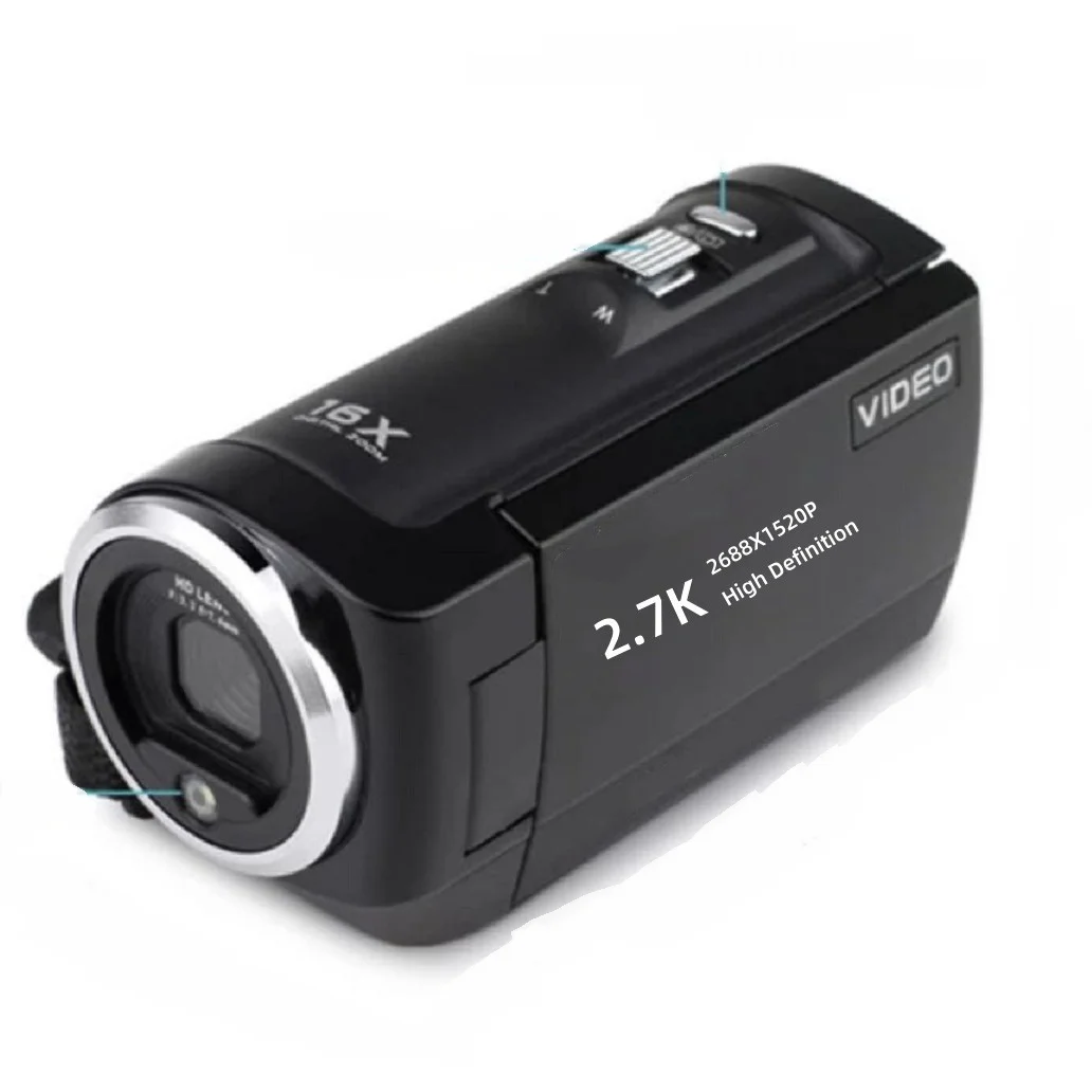 

STLF 2.8-inch HD Student Camcorder 270 Degree Flip Screen 16X Zoom Home Lightweight Travel Camcorder 50MP
