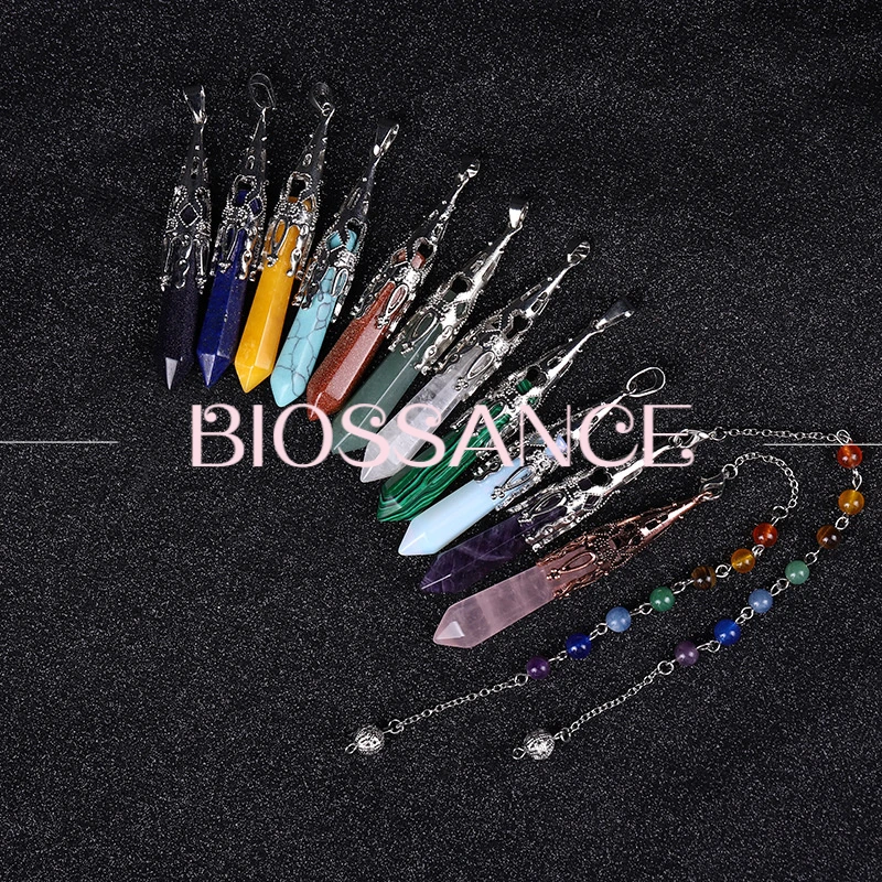 Biossance natural Amethyst Rose quartz pendant colorful pendulum necklace for women yoga jewelry gift (chain shot separately)