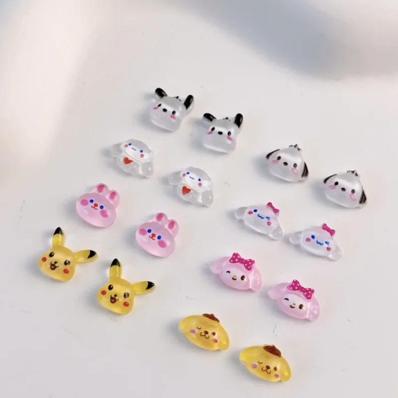 Mini manicure sticker cartoon sieraden Sanrio handgeschilderde hars diamant schattig Hello Kitty Kuromi Pochacco hars accessoires cadeau