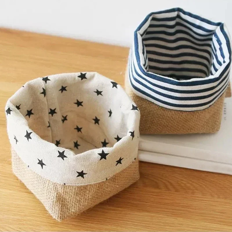 10x13cm Hanging Storage Basket Jute Cotton Linen Pocket Storage Box Small Sack Sundries storage basket baskets for organizing
