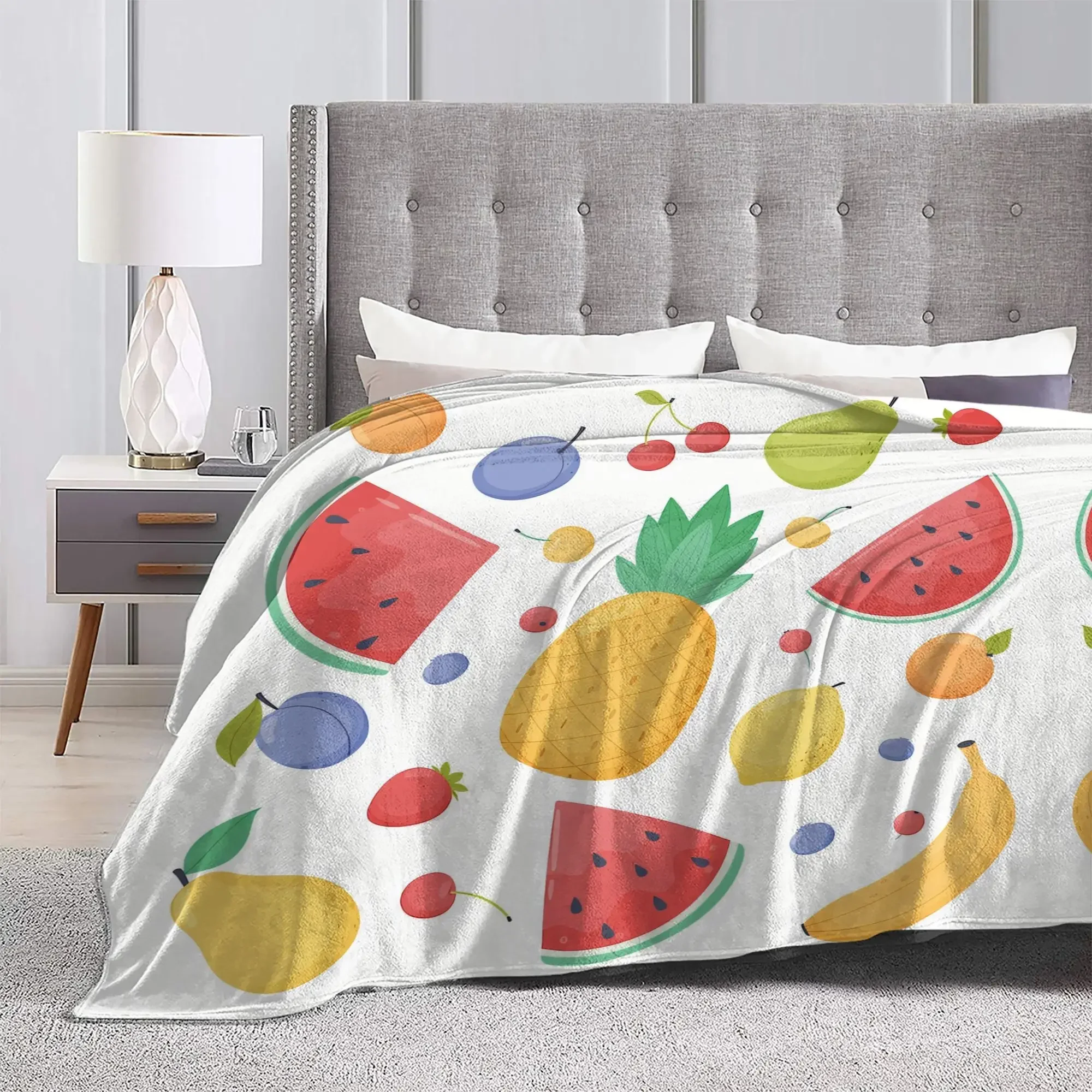بطانية فواكه من الفلانيل بطانية الربيع والخريف للتخييم والسفر وبطانية سرير أريكة المكتب #5