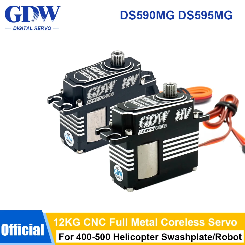 GDW DS590MG RC Servo DS595MG RC Helicopter HV Coreless Metal Steel Gear Medium Servo Helicopter Parts For 450 500 Helicopters