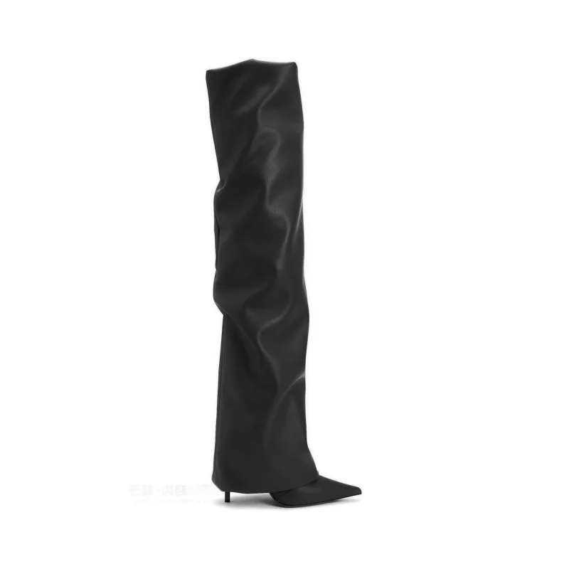 

New European And American Fashion Solid Color Pointed Thin Heel Ultra High Heel Women's Botas Trouser Skirt Over Knee Long Boots