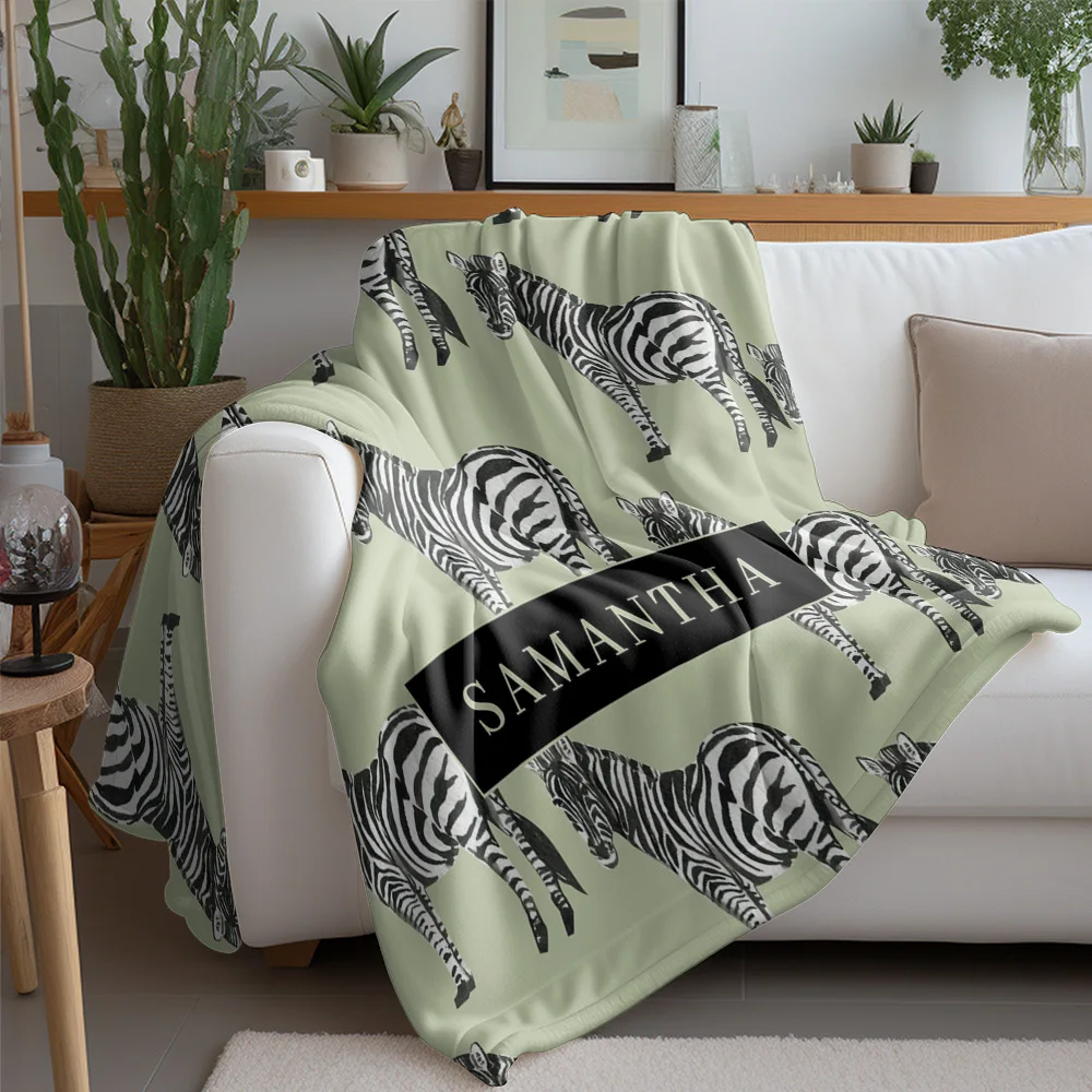 Zebra Print Fleece Blanket Soft Warm Throw Bed Sofa Cover for Kids Teens Girls Gift