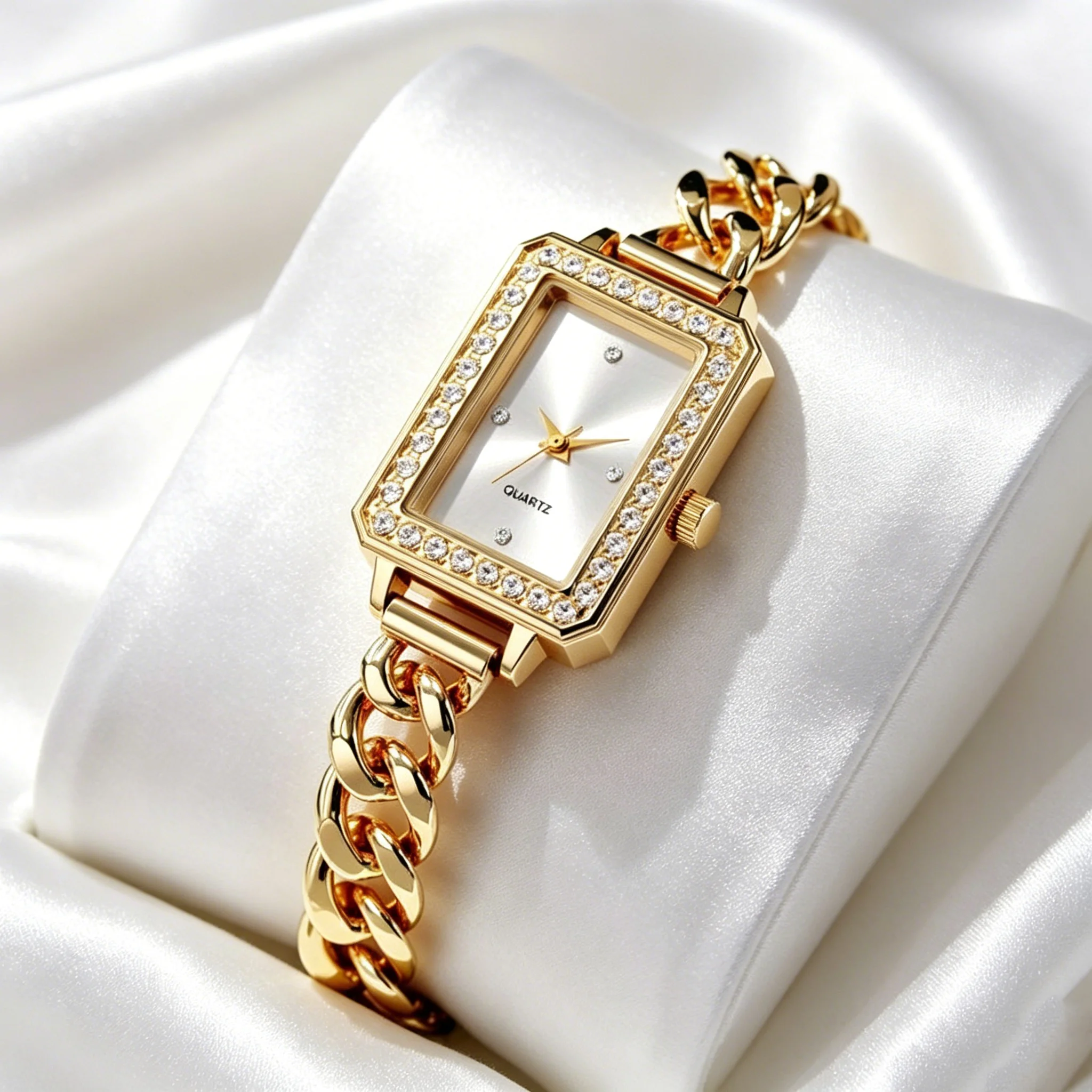 Luxury quartz watch with Roman numeral display zinc alloy case bracelet suitable both casual formal wear suitable women to wear