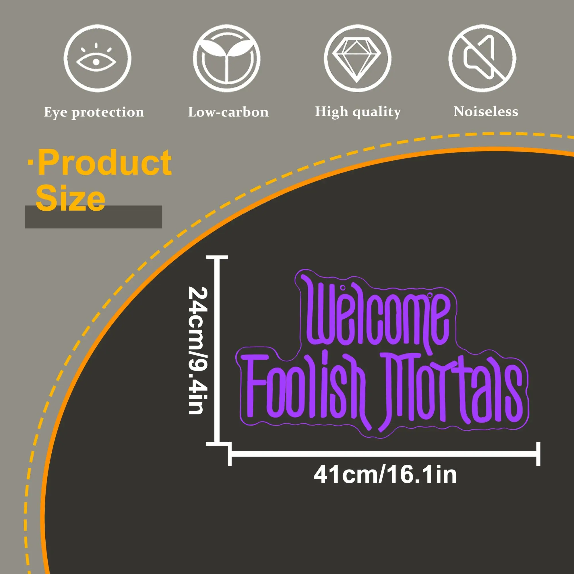 Welcome Foolish Mortals Neon Sign, Disney Haunted Mansion Inspired LED Wall Light, Horror Themed Gothic Home Decor for Halloween