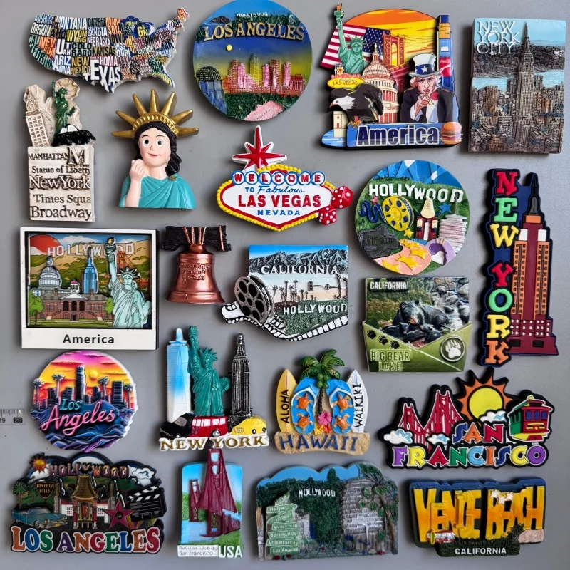 USA Las Vegas Los Angeles New York Tourist Souvenirs America fridge Magnet Refrigerator Stickers Home Decor