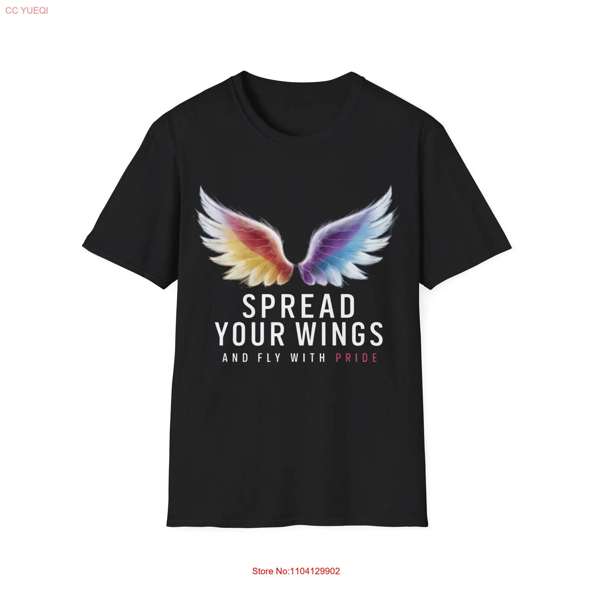 Spread Your Wings and Fly with Pride T Shirt Inspirational Rainbow LGBTQ Month long or short sleeves