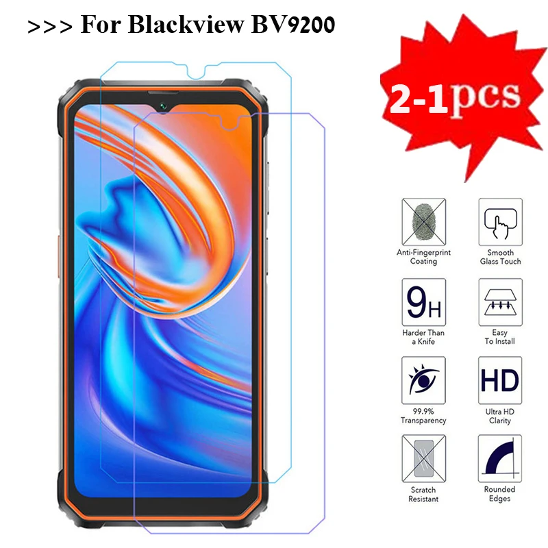 2-1PCS Tempered Glass For Blackview BV9200 Screen Protector 9H Protective Glass For Blackview BV9200 BV 9200 Pelicula De Vidrio