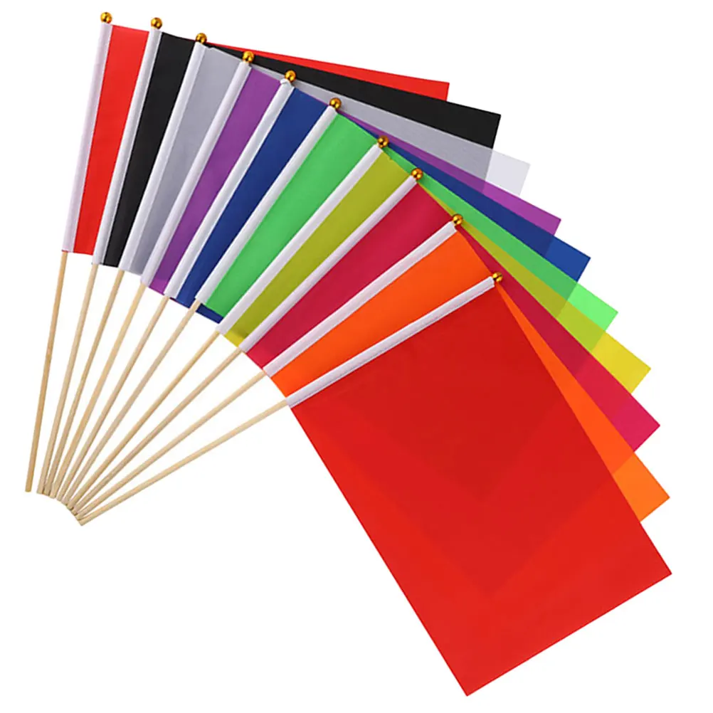 

10 Pcs Marking Flags Lawn Garden Irrigation Surveying Equipment Polyester Wood Material Includes Bamboo Sticks Mixed Colors