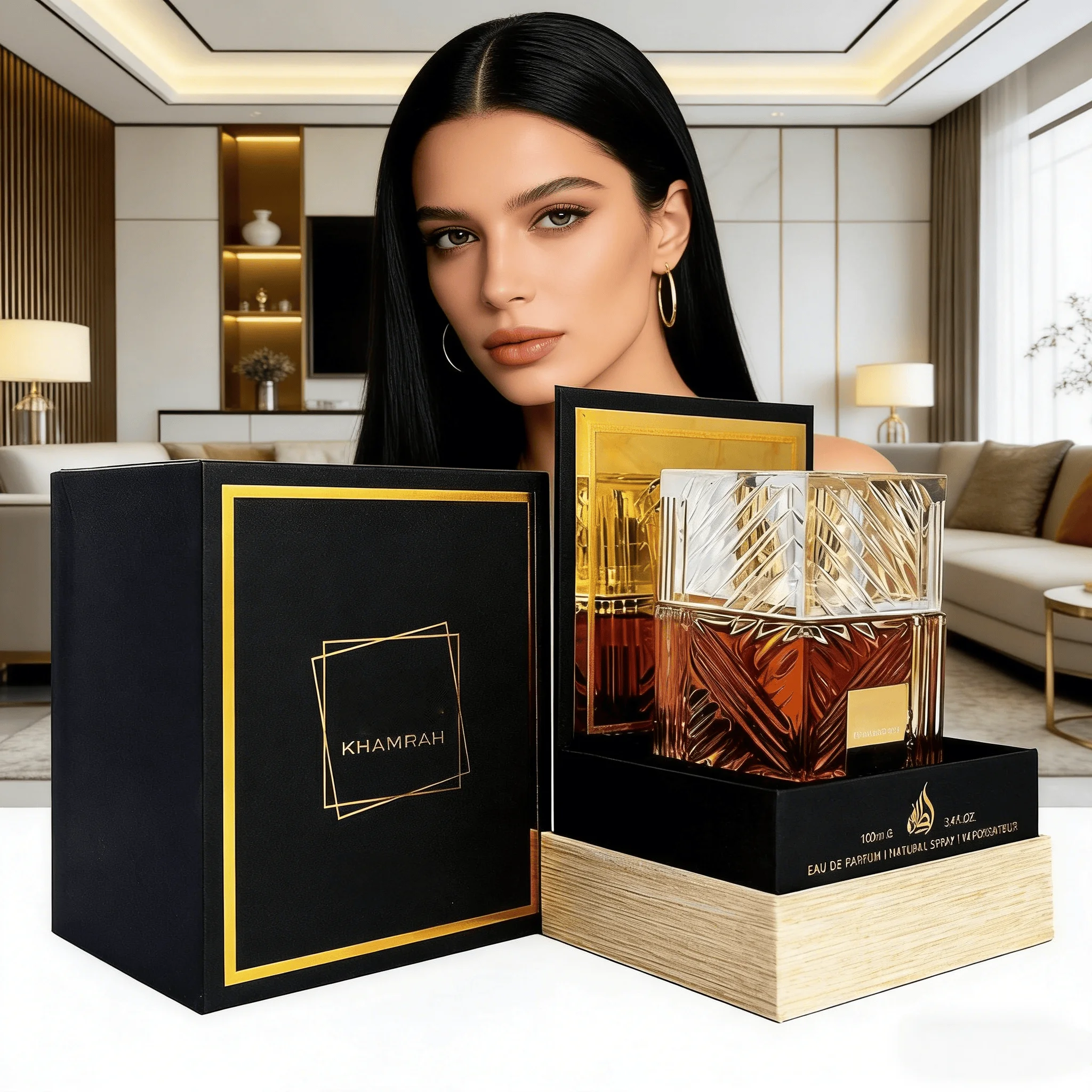 KHAMRAH Perfume Masculino con Encanto Árabe, Perfume Unisex para Parejas, Eau de Toilette de 100 ml, Colonia Amaderada Ligera