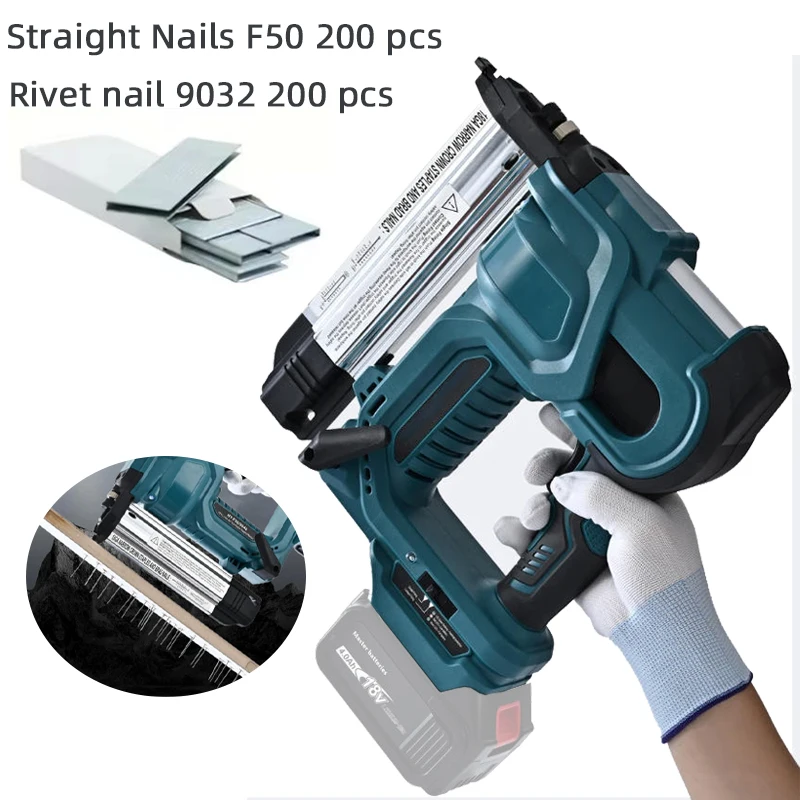 Cordless Nail Gun,18GA 2 in 1 Nailer/Stapler Gun Compatible with Makita Battery,2 Mode for Upholstery and Carpentry (No Battery)