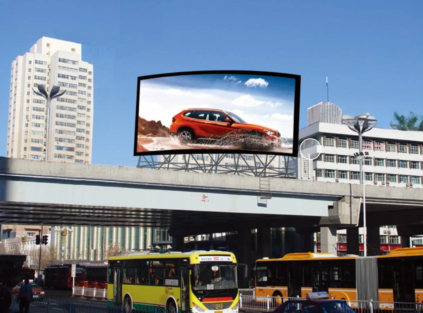 Installation of P6.66 outdoor LED large screen display on the roof, advanced LED video wall, with good waterproof effect