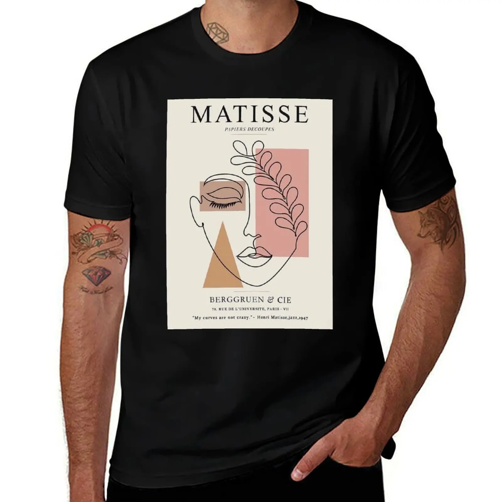 

Matisse Line Art - Woman Abstract - Darkacademia T-Shirt Casual Basic Short Sleeve T-Shirt