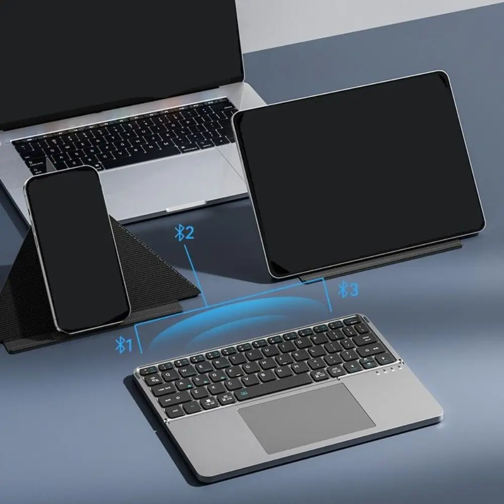 

Беспроводная Bluetooth-клавиатура 5.3, портативная универсальная перезаряжаемая клавиатура с тачпадом, съемная складная клавиатура