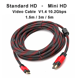 For HDMI (A) to Mini HDMI (C) 1.5m 3m 5m Video Data Cable V1.4 10.2Gbps Support Ethernet for Mini PC Computer Display Camera