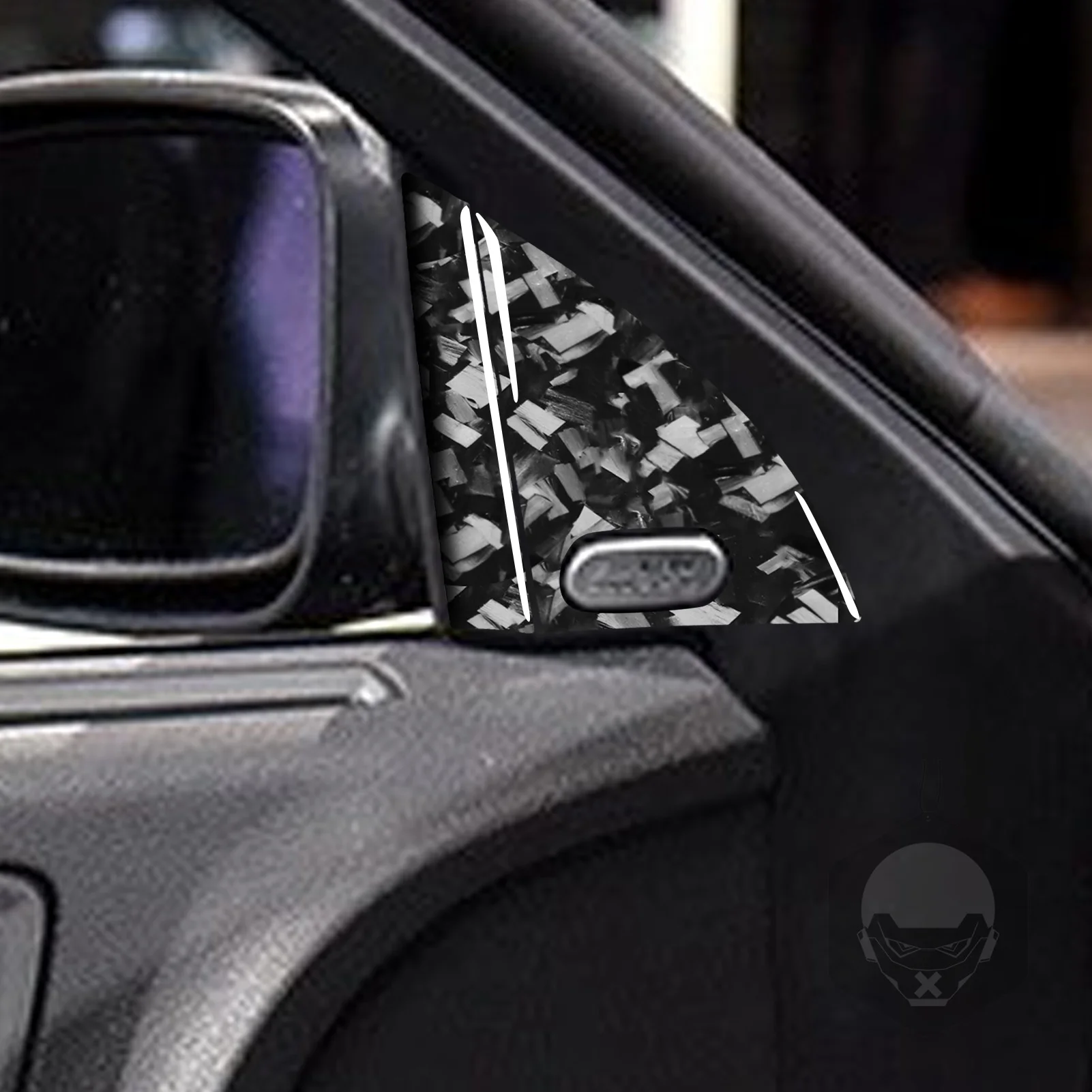 Forged Carbon Fiber A-pillar Door Corner Horn Triangular Window Panel Car Accessories Sticker FOR Dodge Charger Deluxe 2015-up