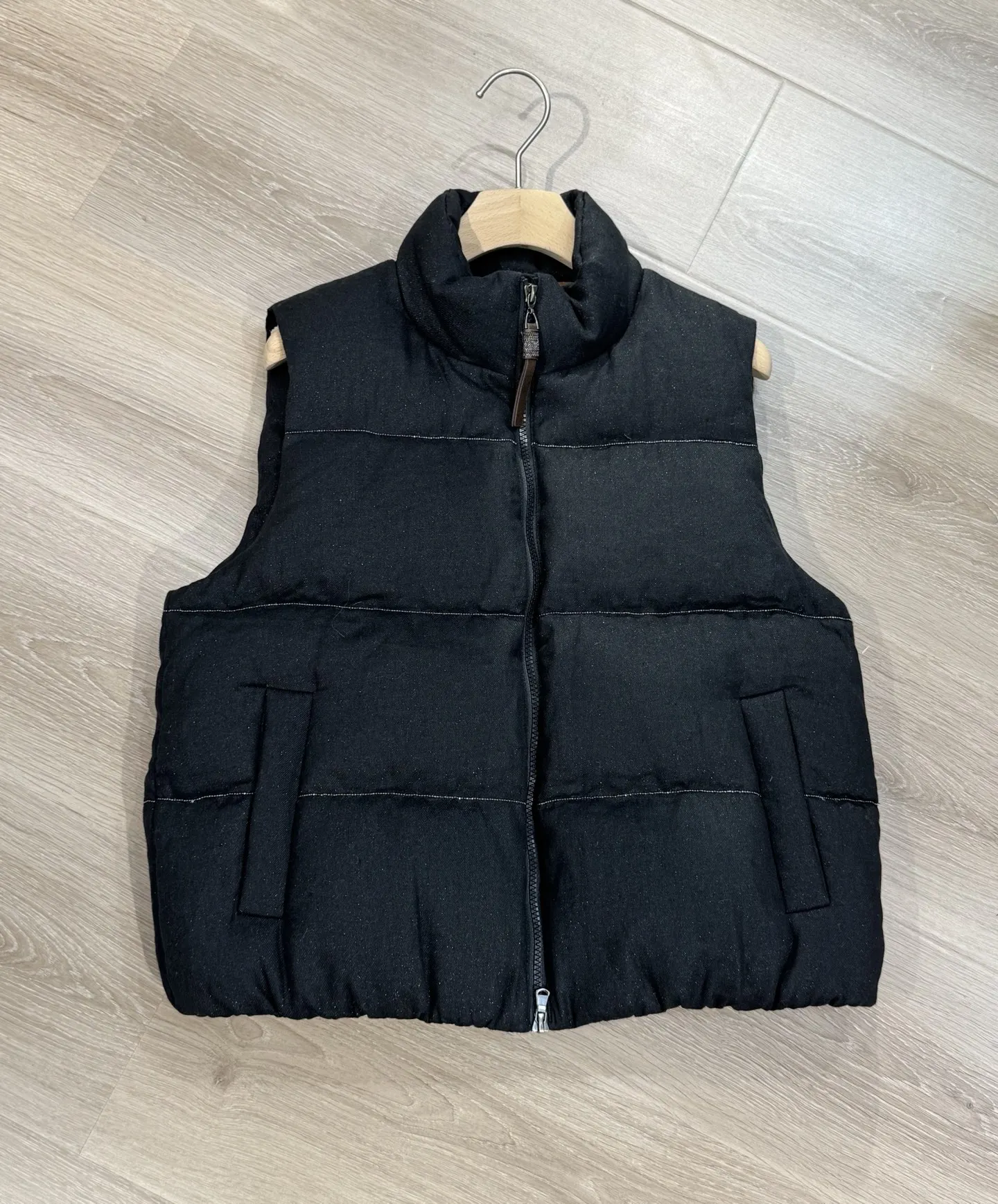 25 New Winter Women'S High-Quality Stand Collar Pearl Linen Goose Down Vest - Stylish And Warm