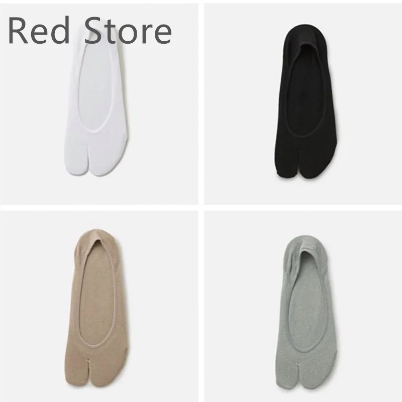 

New Solid Color Double Toe Invisible Women's Socks Made Of Pure Cotton With Shallow Mouth And Anti Slip Tabi Socks