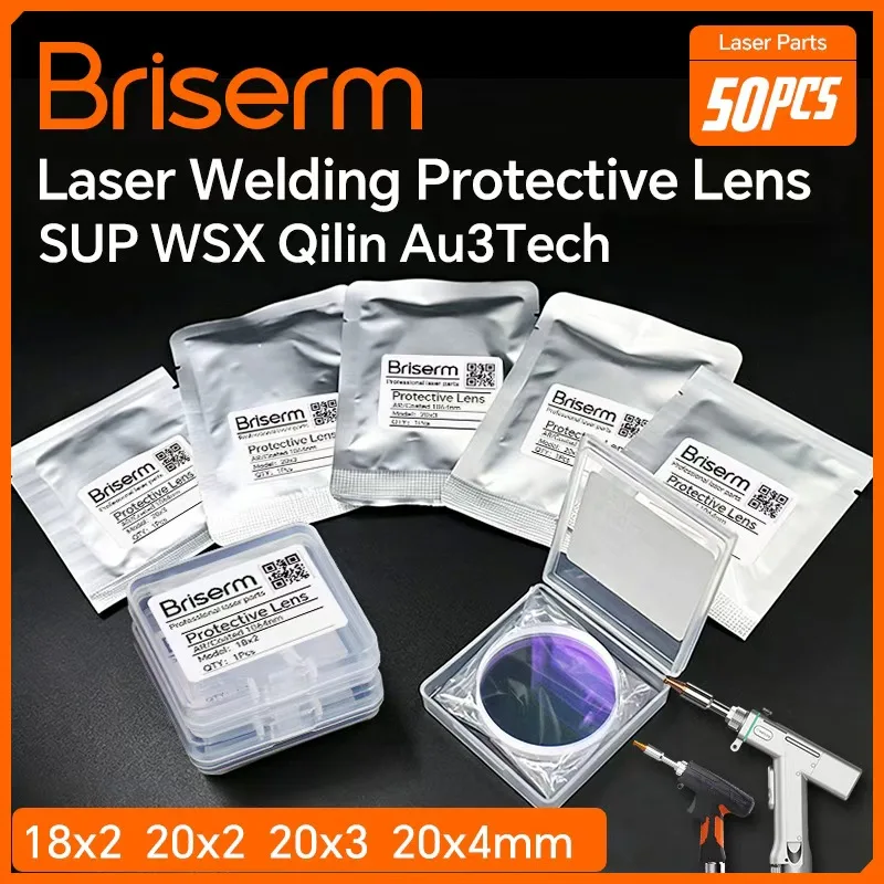 50PCS Laser Welding Protective Lens 18x2 20x2 20x3 20x4mm Laser Protective Glasses SUP WSX Qilin Au3Tech Laser Welder Lens